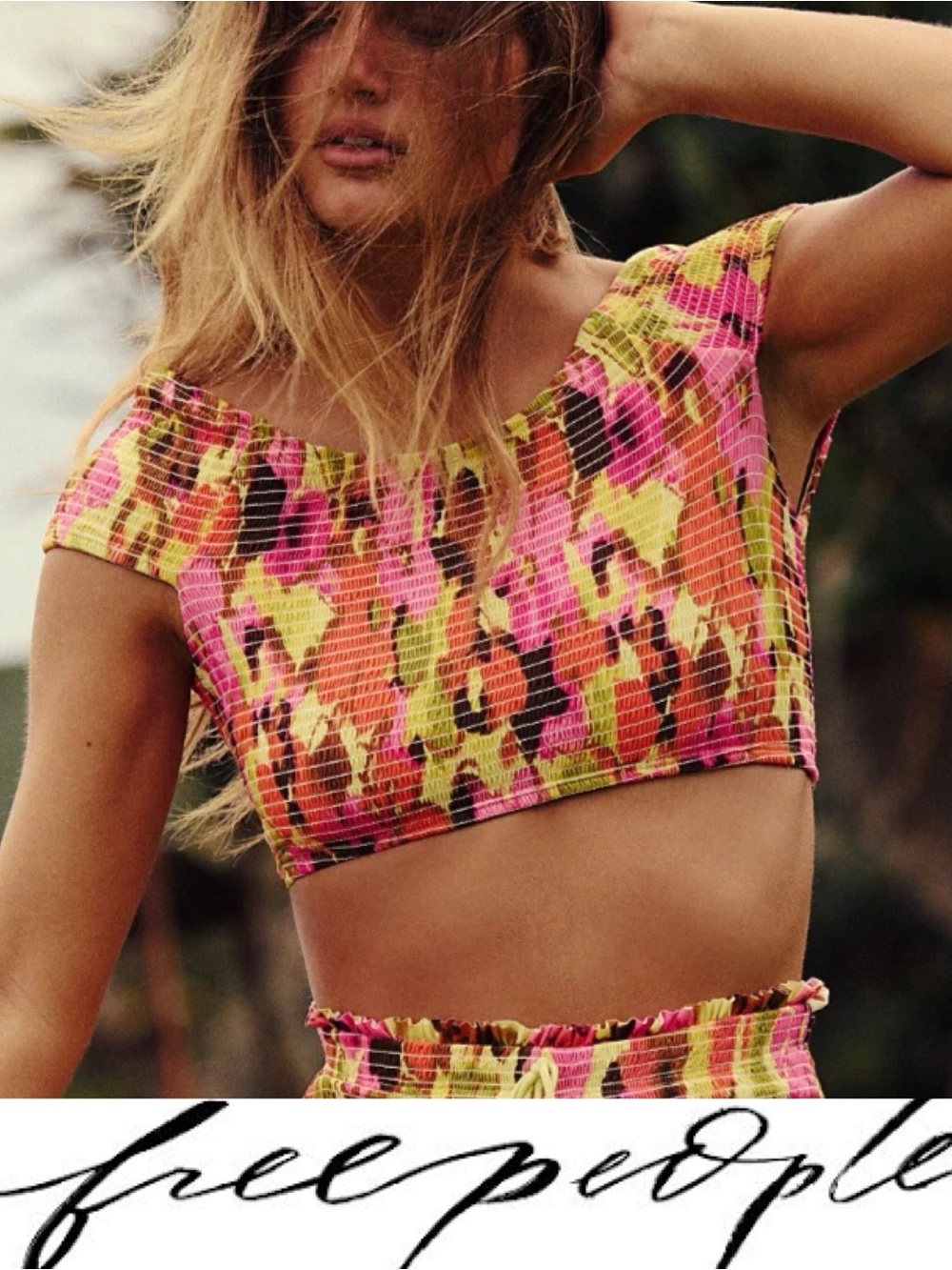 Free People Darcy Smocked Crop Bikini Top ❤️ NWOT